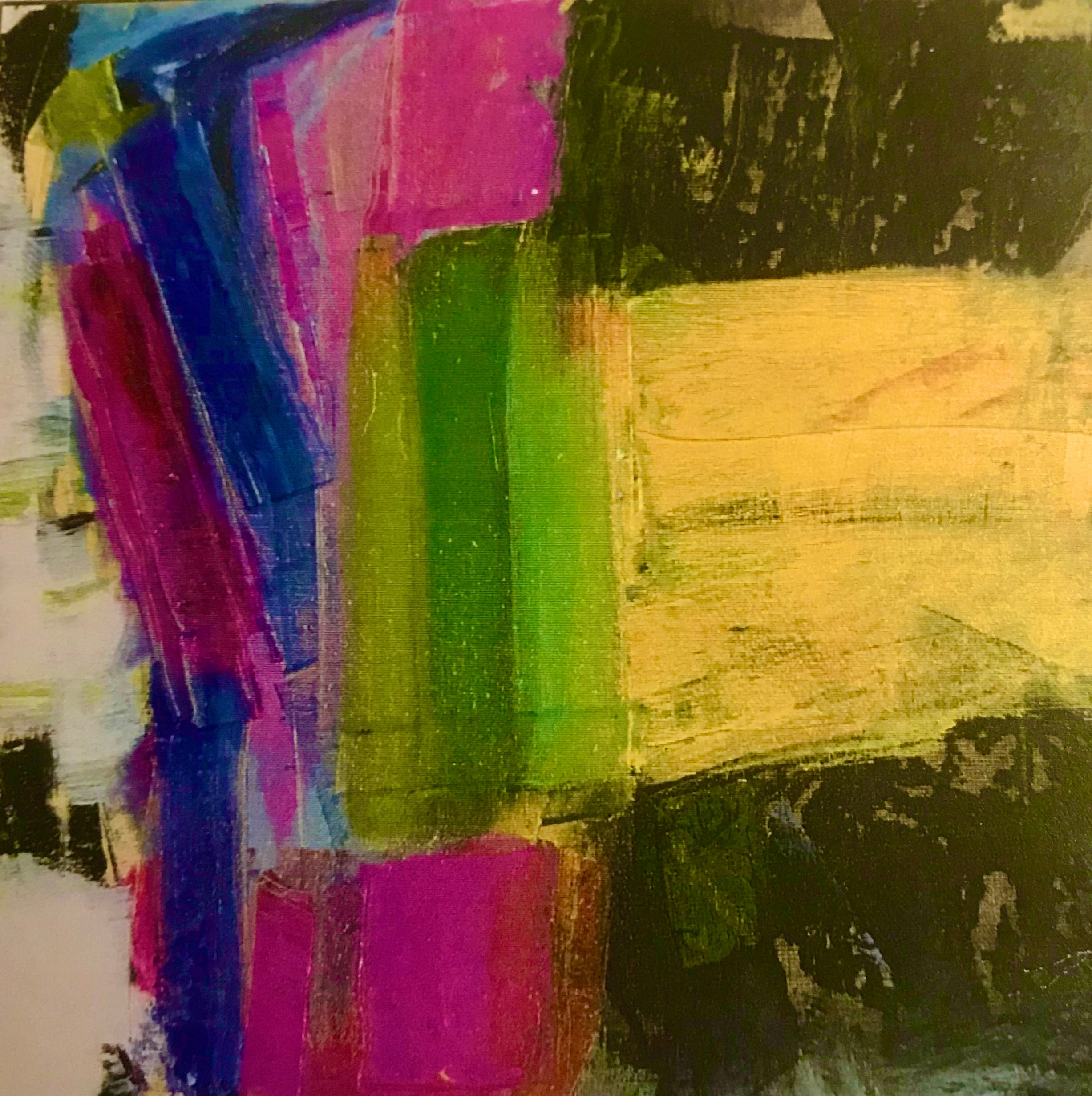 Chantal Jonassen, huse, pink, grøn, kunst, maleri, yellow, black, pink, green, art, painting