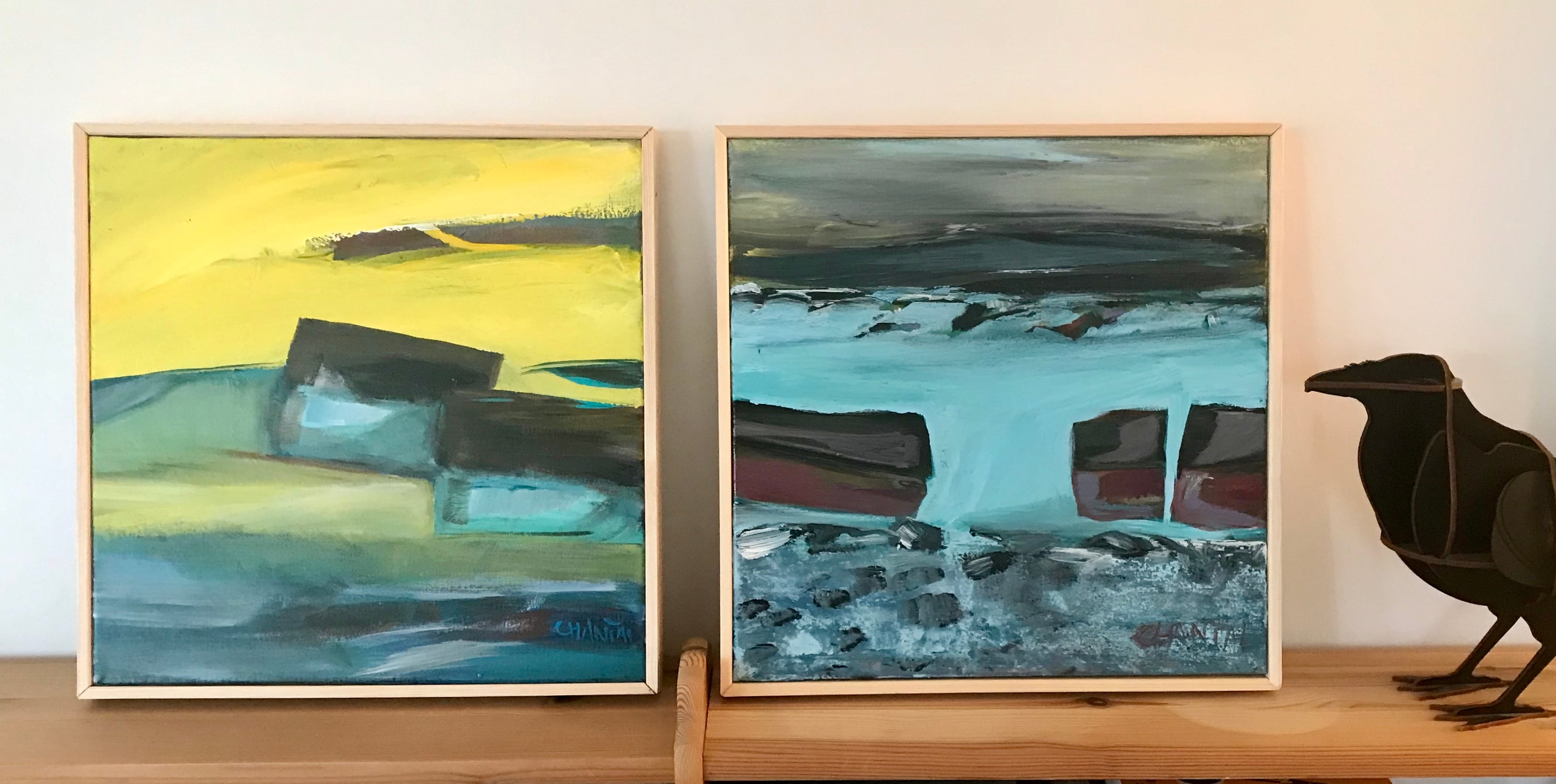 Chantal Jonassen, kunst, galleri, art, painting, blå, blue, ice, kold tid, gul, Færøerne, ensomhed, verdens centru