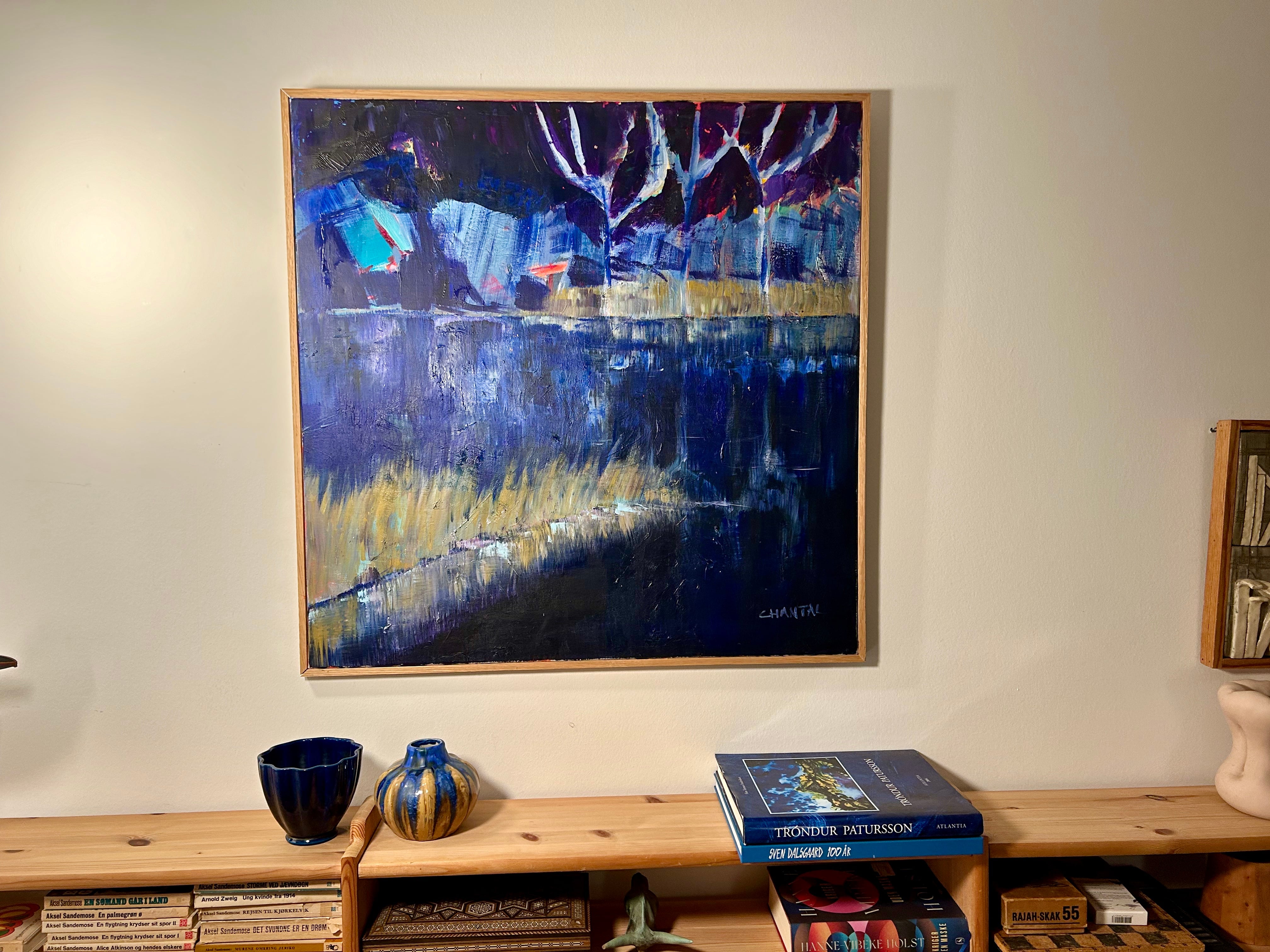 kunst, maleri, , blå, , landskab, ekspressiv,art, painting , blue, , landscape, expressive, Chantal Jonassen, spejling , Læsø