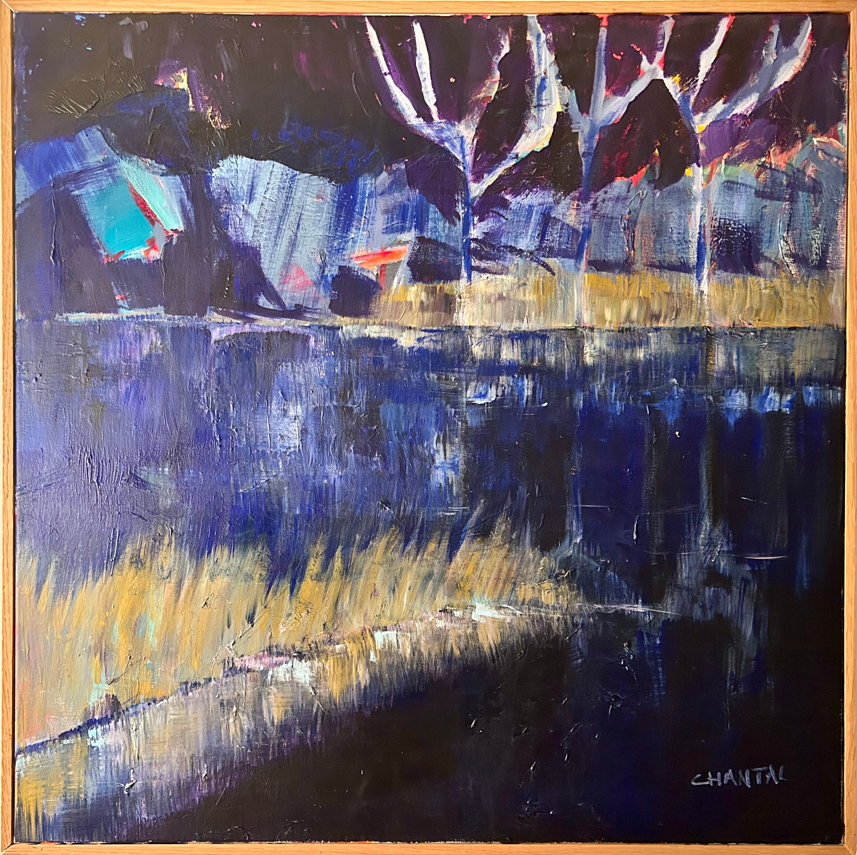 kunst, maleri, , blå, , landskab, ekspressiv,art, painting , blue, , landscape, expressive, Chantal Jonassen, spejling , Læsø